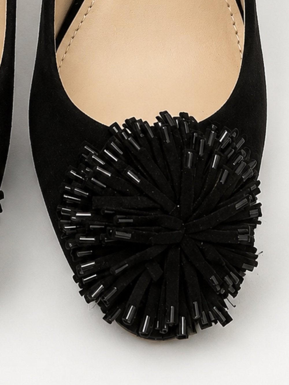Anne Klein Black Pom Pom Suede Block Heel Pumps-Size 6 - Picture 4 of 8